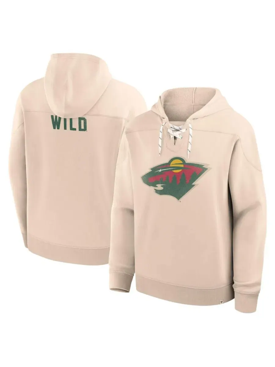 Мужской винтажный худи Minnesota Wild с длинным рукавом Fanatics — изображение 1 из 3, бежевый