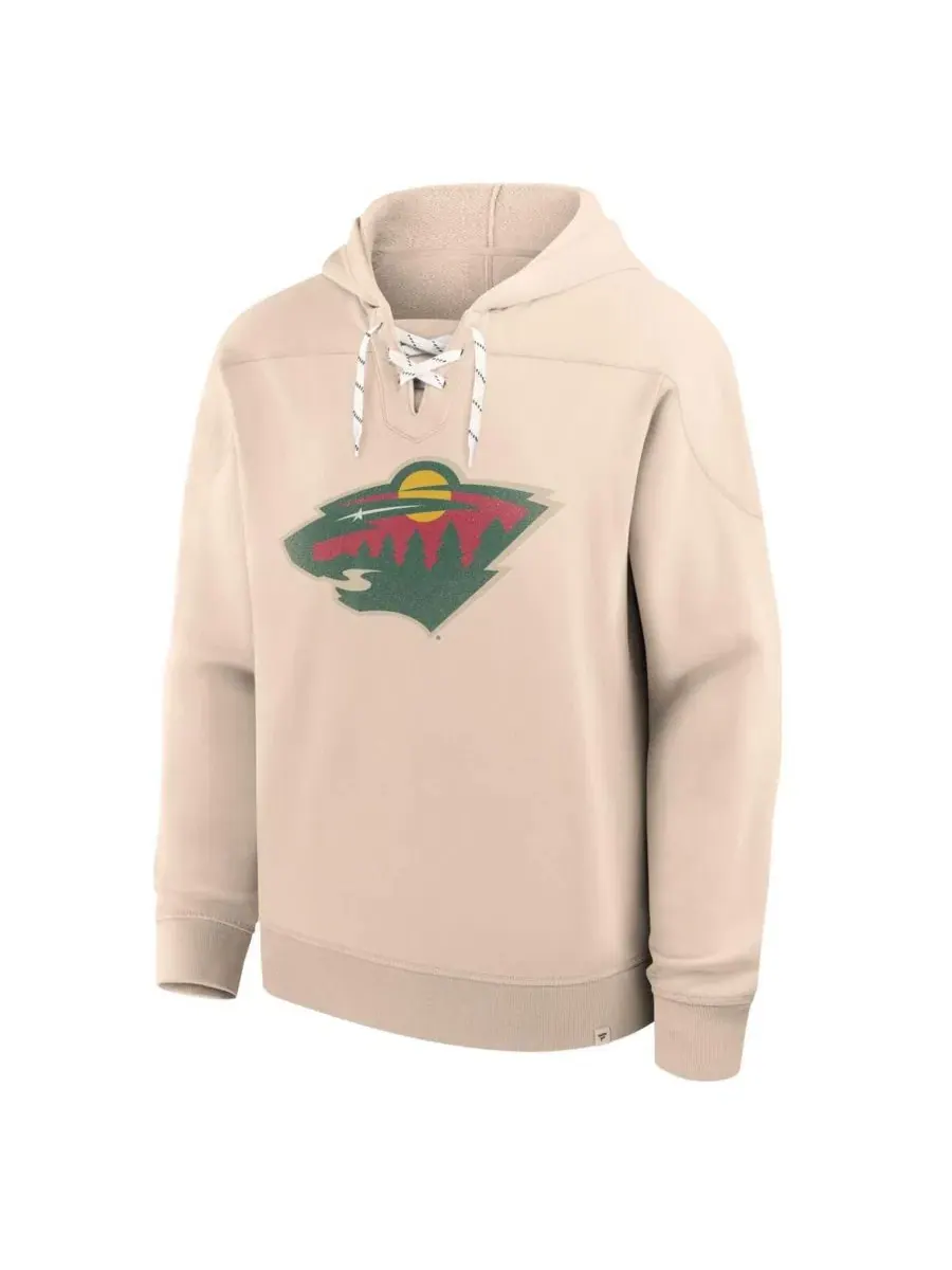 Мужской винтажный худи Minnesota Wild с длинным рукавом Fanatics — изображение 3 из 3, бежевый