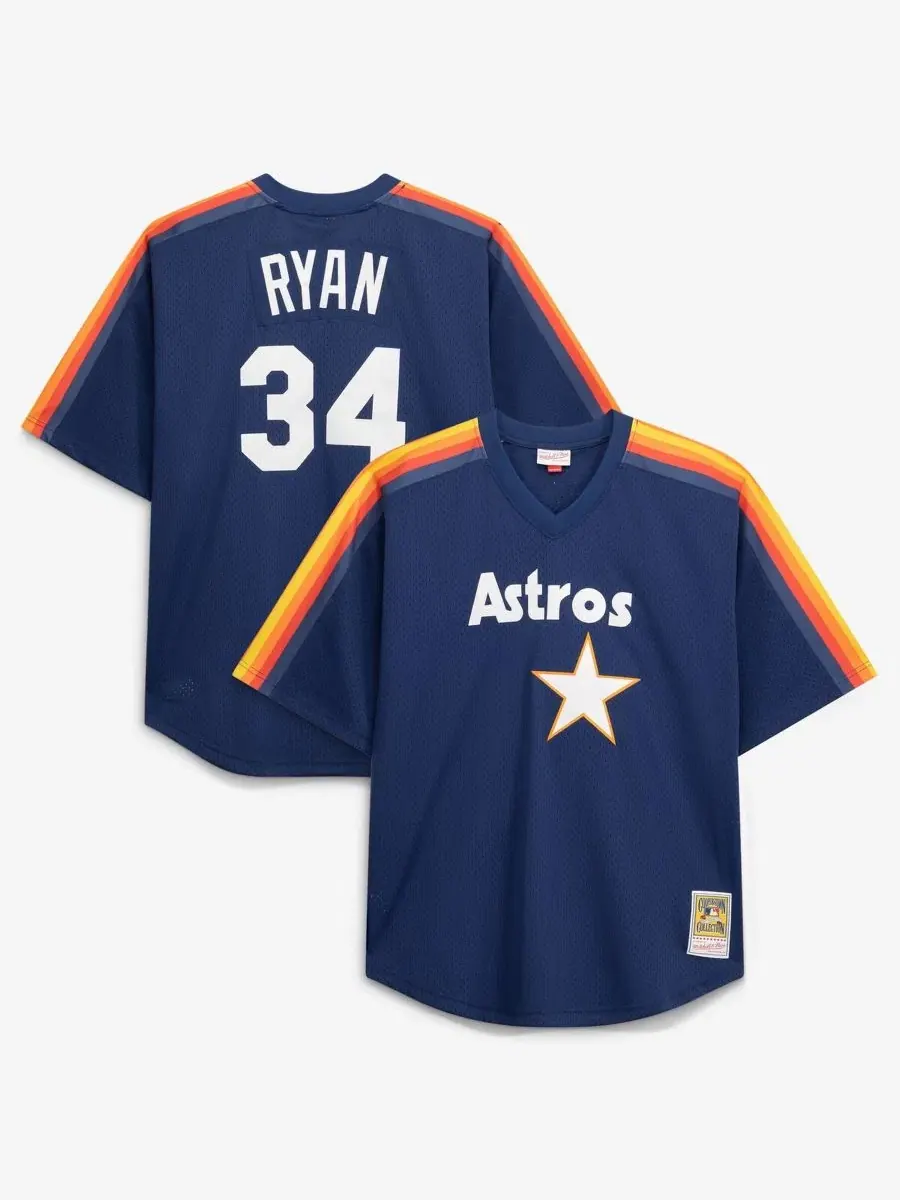 Мужская бейсбольная джерси Nolan Ryan с сеткой Mitchell & Ness — изображение 1 из 3, темно-синий