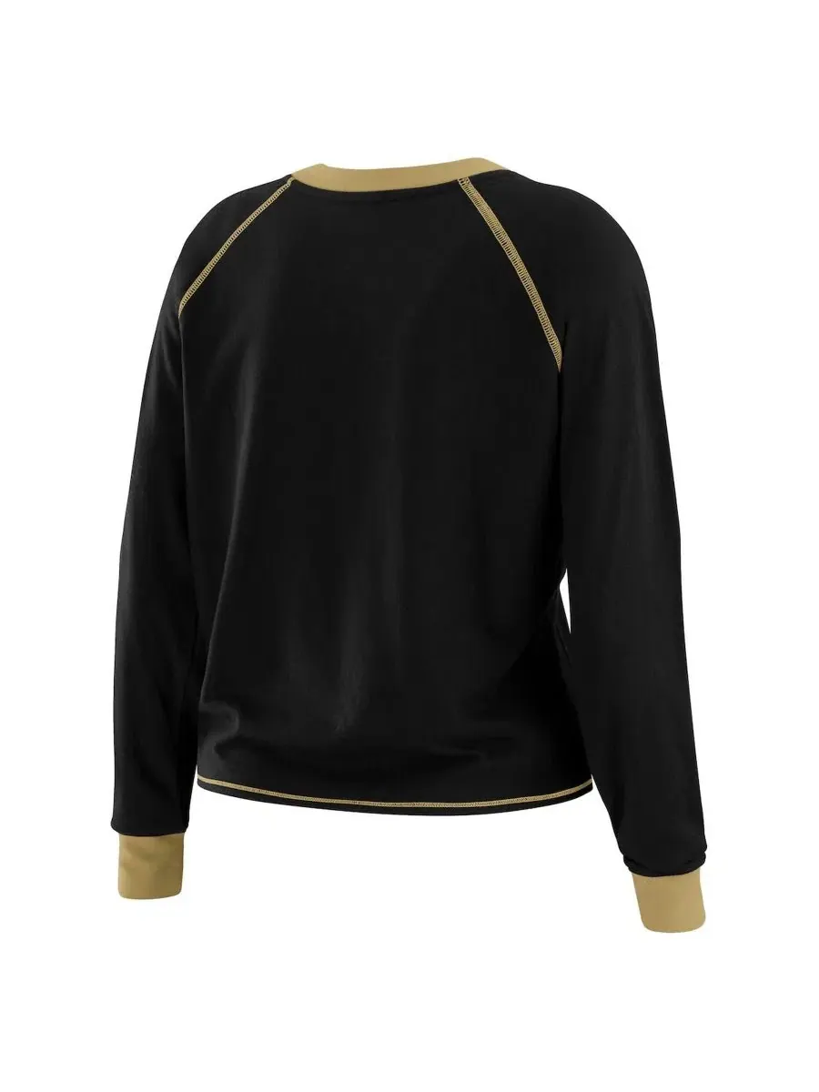 Женский топ с завязками New Orleans Saints Tie-Front Long Sleeve Top WEAR by Erin Andrews — изображение 3 из 4, черный