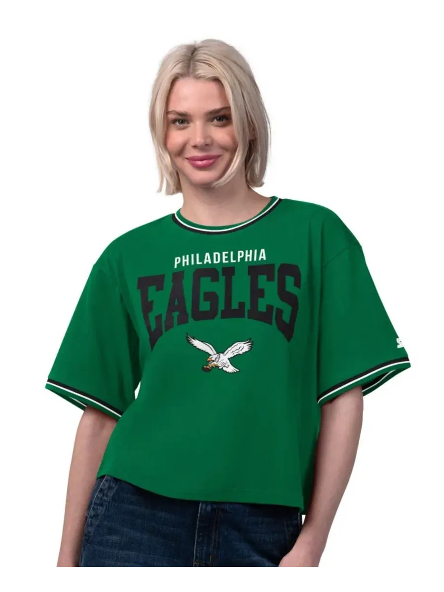 Женская футболка-кроп с принтом Ace Philadelphia Eagles Starter — изображение 1 из 2, зеленый