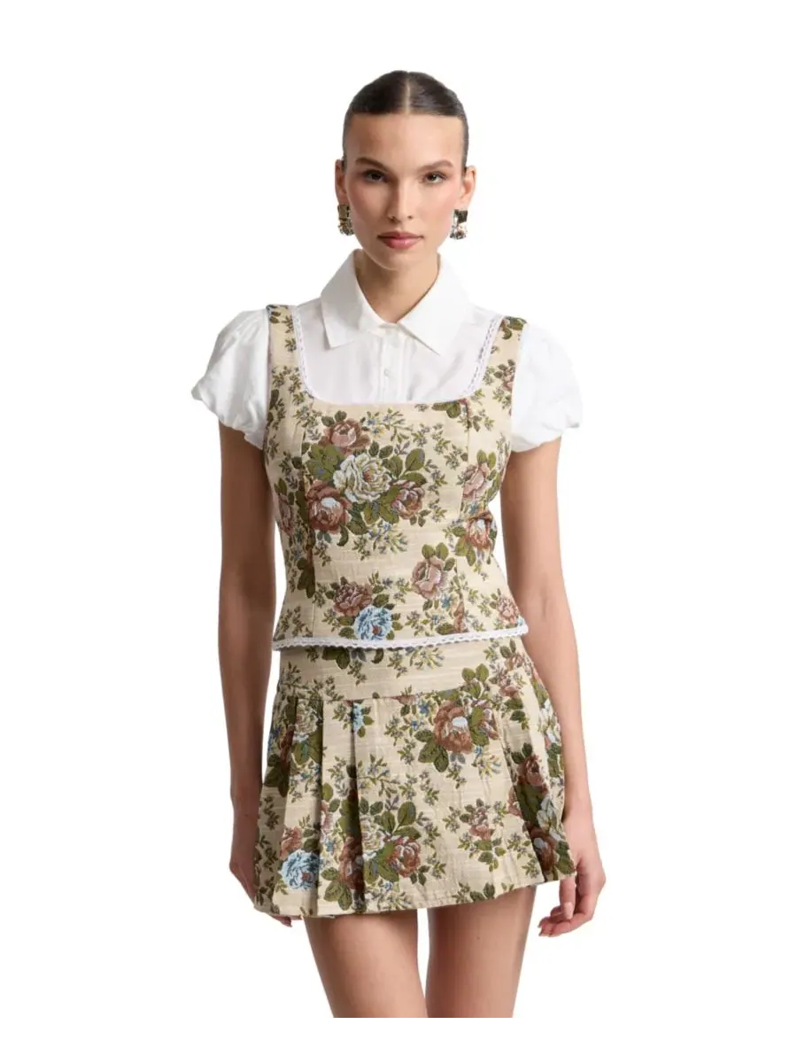 Топ с квадратным вырезом, без рукавов, модель Square Neck Avec Les Filles, Taupe Floral — изображение 1 из 7