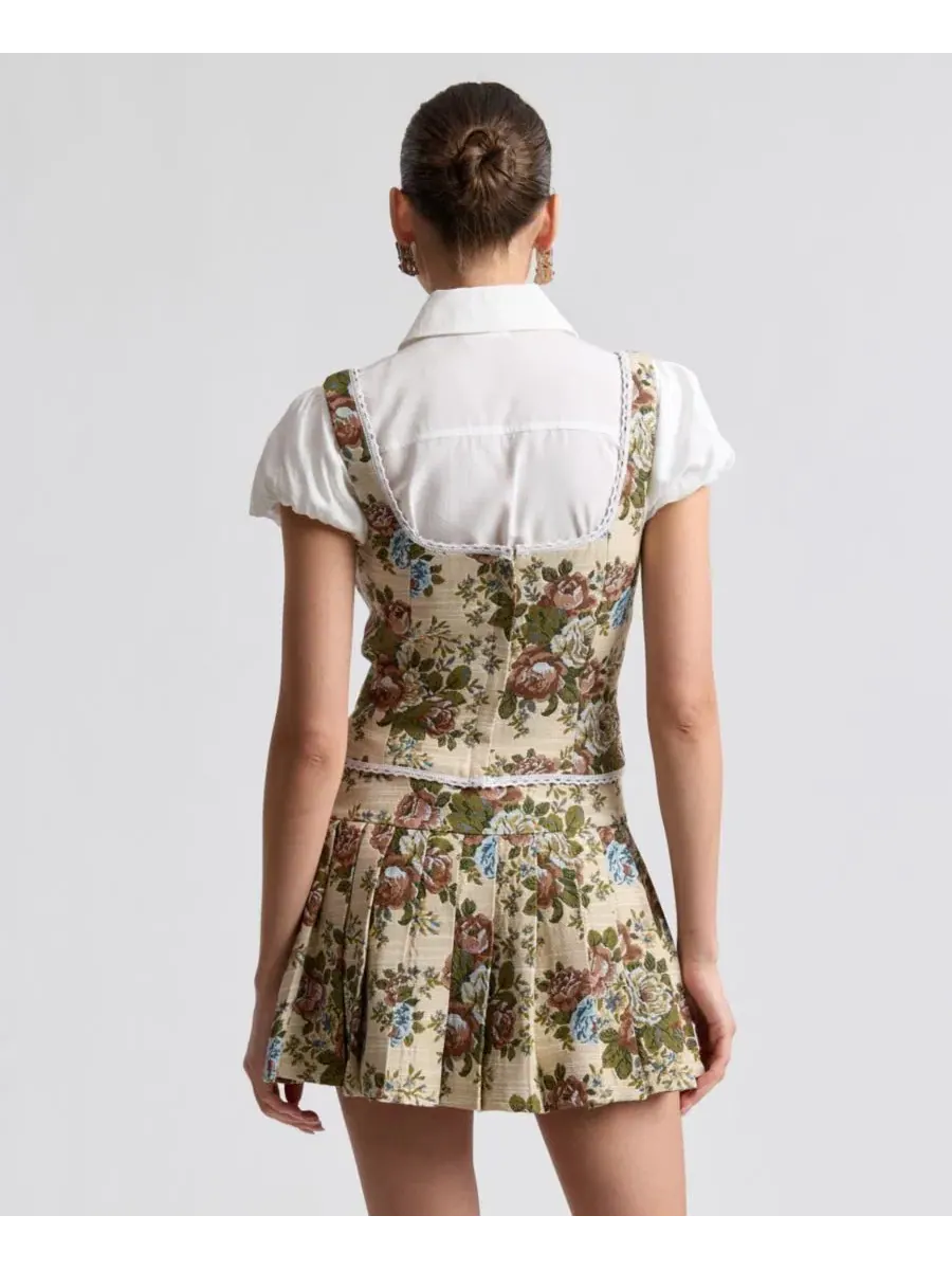 Топ с квадратным вырезом, без рукавов, модель Square Neck Avec Les Filles, Taupe Floral — изображение 5 из 7