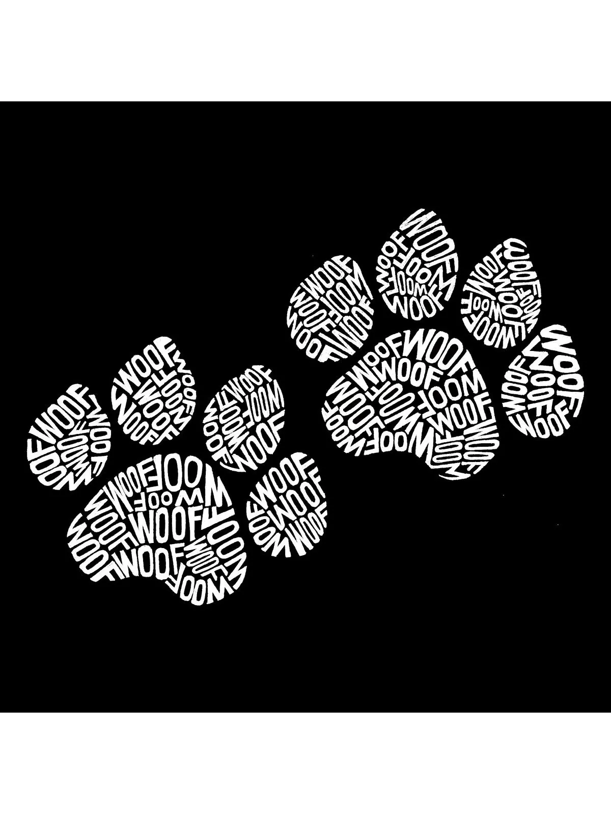Мужская толстовка с капюшоном word art - woof paw prints LA Pop Art — изображение 2 из 3, черный