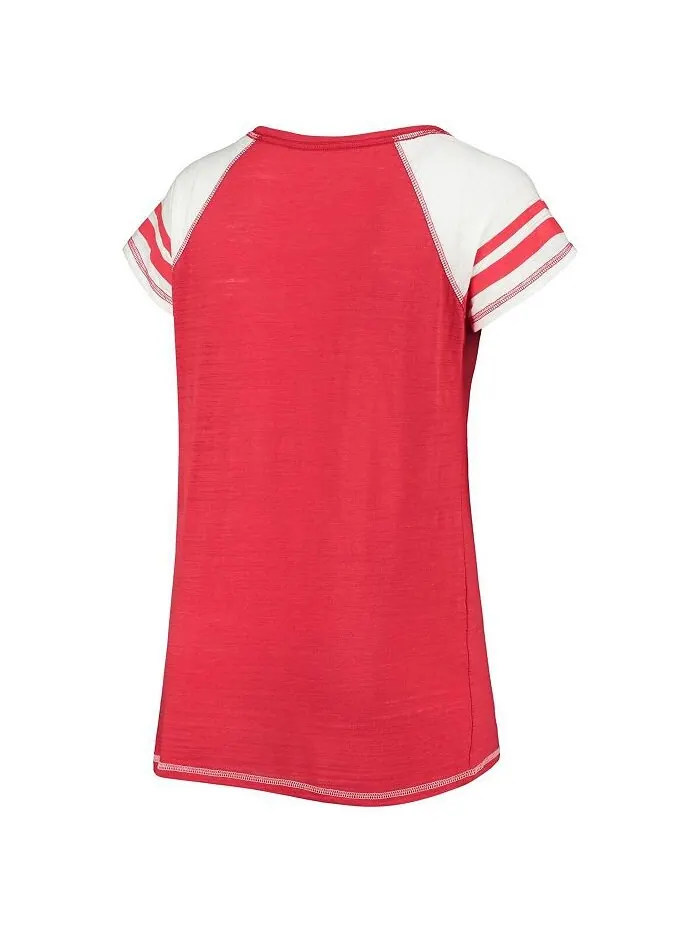Женская красная футболка Washington Nationals с пышными цветными блоками, футболка Tri-Blend реглан — изображение 3 из 3