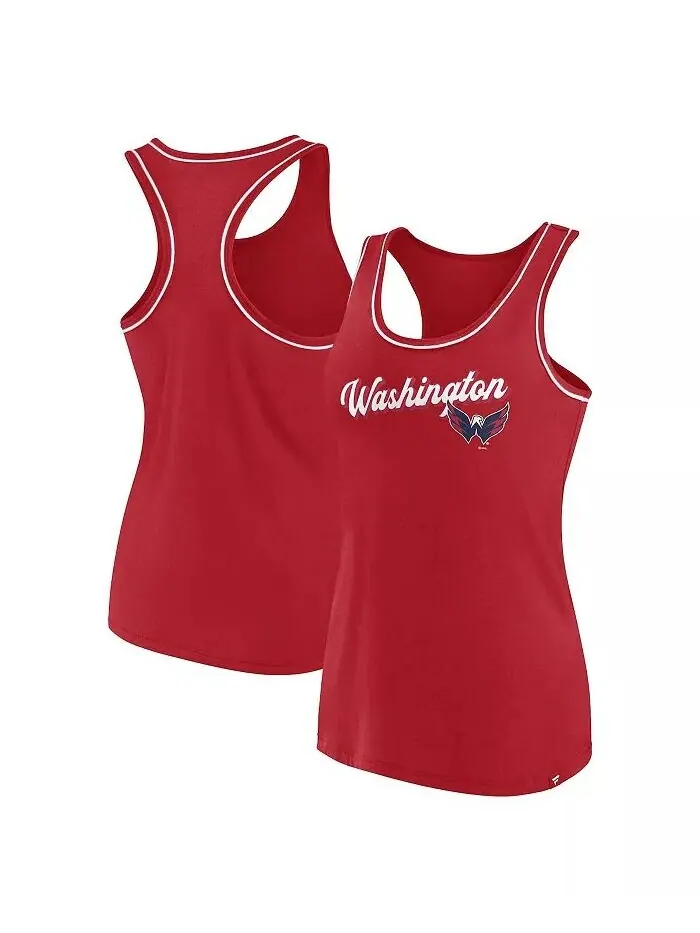 Женская красная майка с круглым вырезом и логотипом Washington Capitals Wordmark Racerback Fanatics — изображение 1 из 3