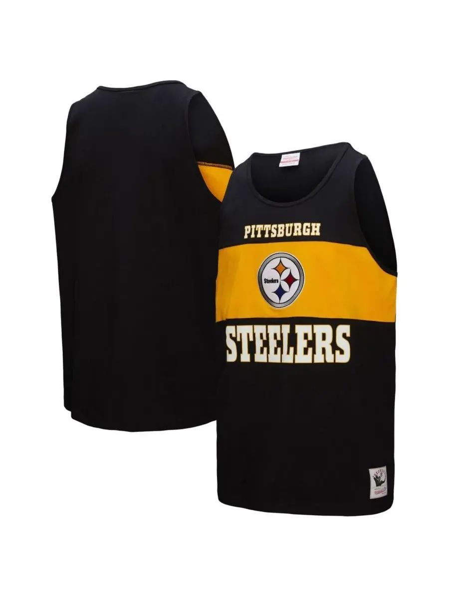 Mitchell & Ness Мужская черная майка в стиле ретро с цветными блоками и символикой команды — изображение 1 из 3, черный