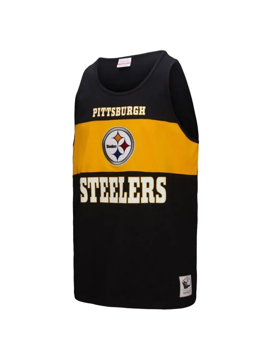 Mitchell & Ness Мужская черная майка в стиле ретро с цветными блоками и символикой команды — изображение 2 из 3, черный