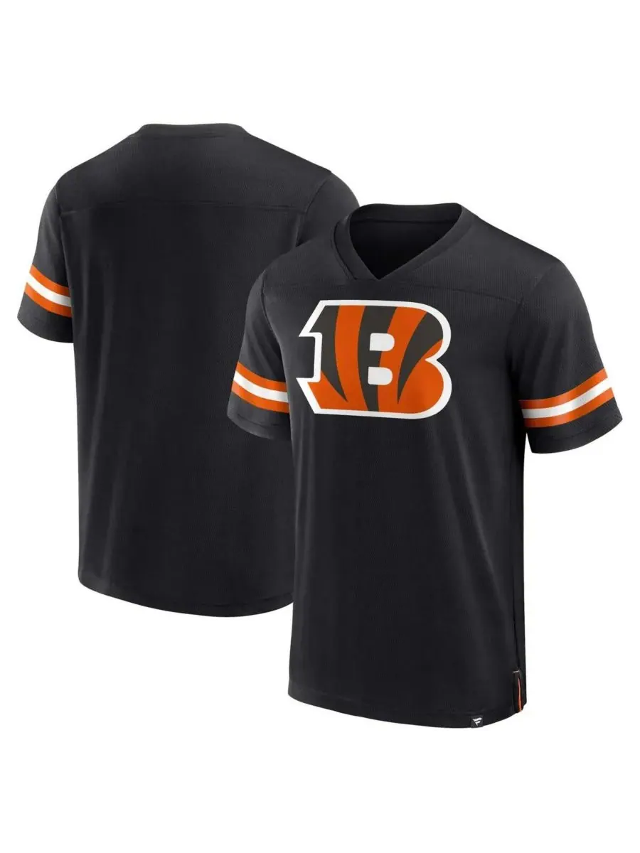 Fanatics Мужская черная футболка с V-образным вырезом и логотипом команды Cincinnati Bengals — изображение 1 из 3, черный