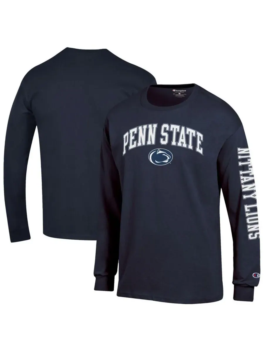 Champion Мужская темно-синяя футболка с длинным рукавом Penn State Nittany Lions Arch Over Logo — изображение 1 из 3