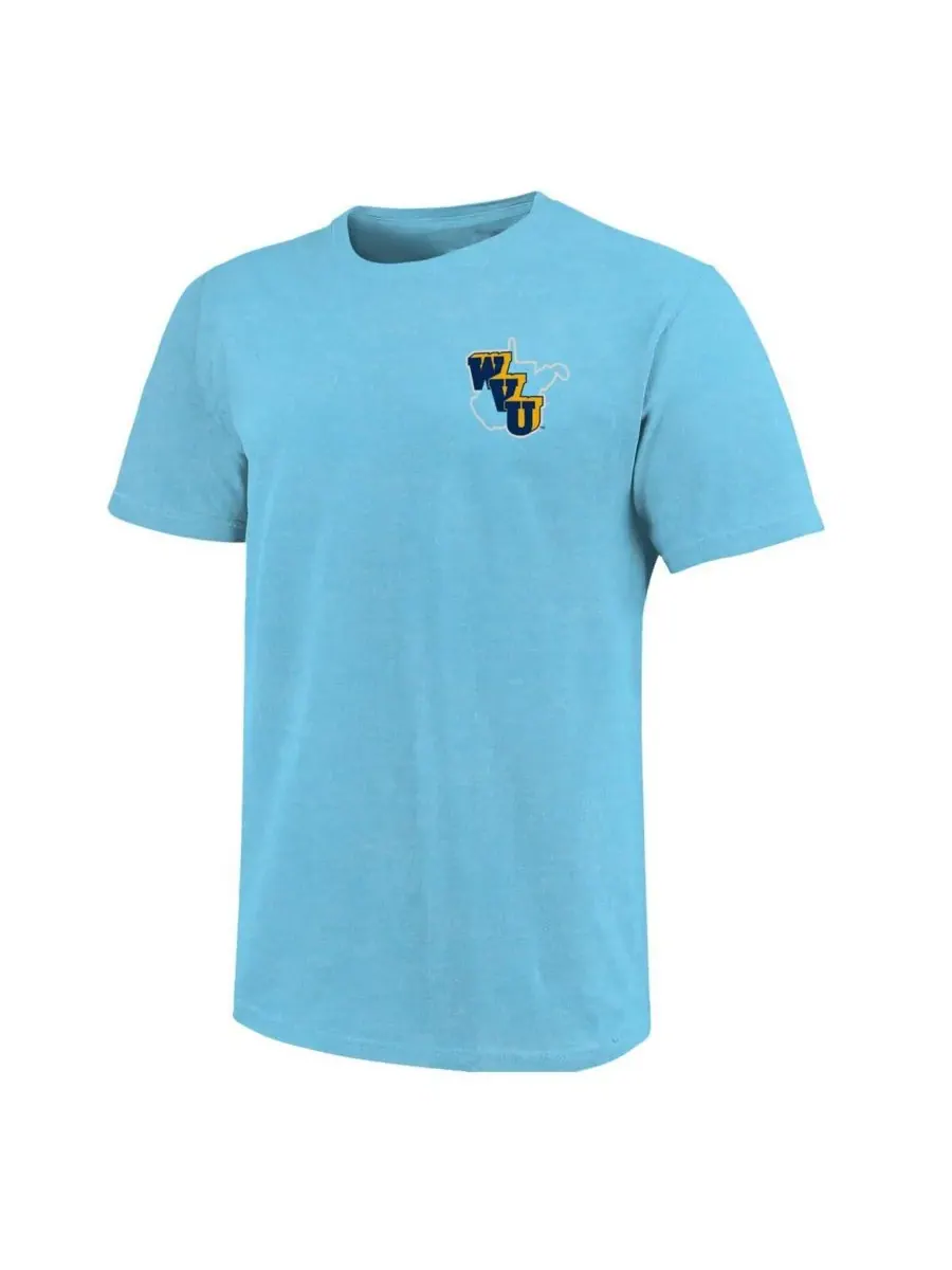 Image One Мужская светло-голубая футболка West Virginia Mountaineers в стиле ретро с эмблемой и — изображение 2 из 3