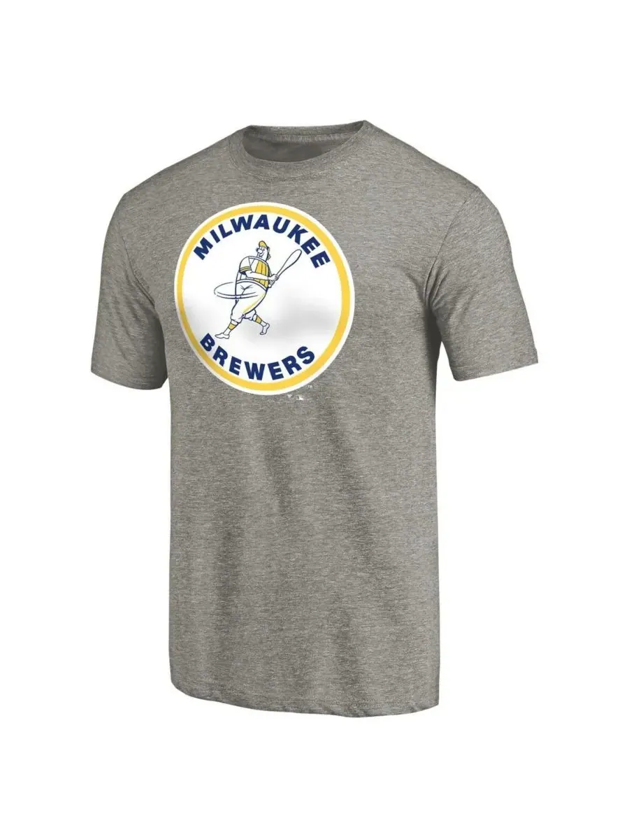 Мужская футболка Ash Milwaukee Brewers Cooperstown Collection Forbes Tri-Blend Fanatics Mto Label — изображение 3 из 3
