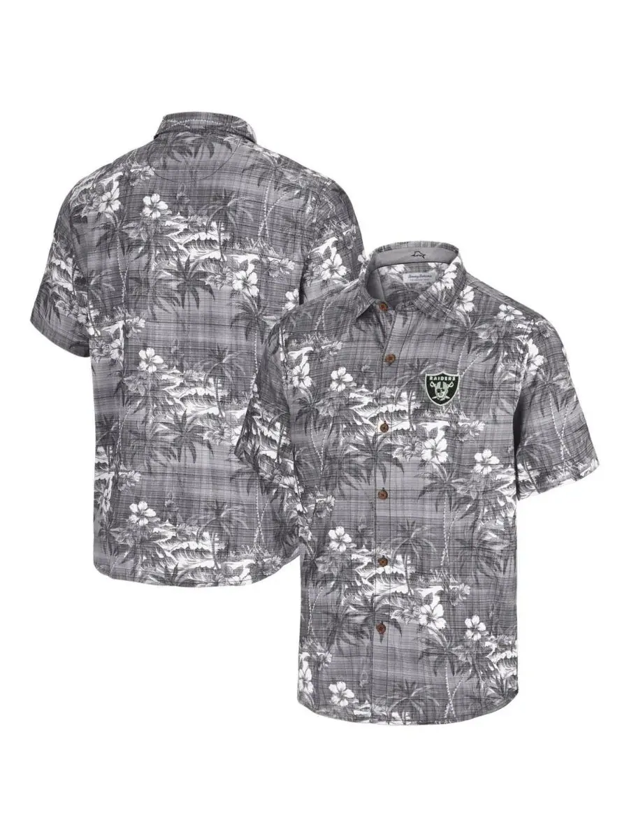 Tommy Bahama Мужская черная рубашка на пуговицах с символикой команды Las Vegas Raiders Coconut — изображение 1 из 3, черный