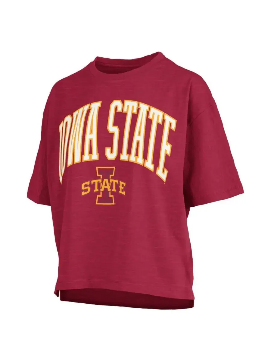 Женская футболка Cardinal Iowa State Cyclones Nelson Arch Over Logo Waist Length Oversized Slub — изображение 2 из 3, красный