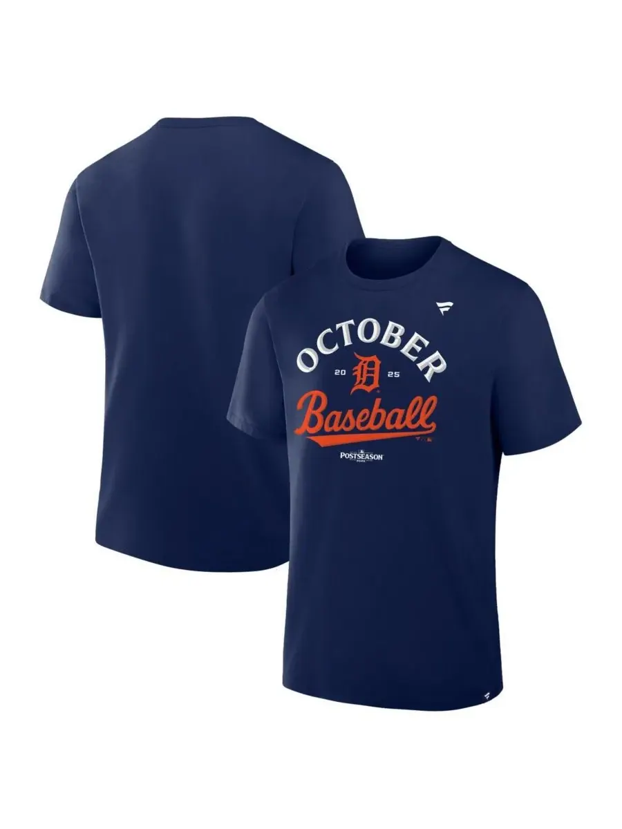 Fanatics Мужская темно-синяя футболка Detroit Tigers 2025 MLB Postseason Locker Room — изображение 1 из 3, темно-синий