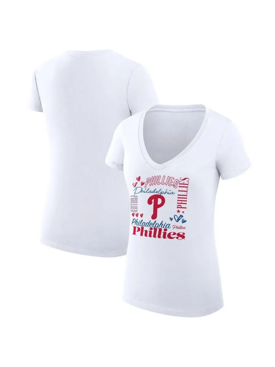 G-III 4Her by Carl Banks Женская белая футболка Philadelphia Phillies Super-Slim Fit Lightweight — изображение 1 из 3, белый