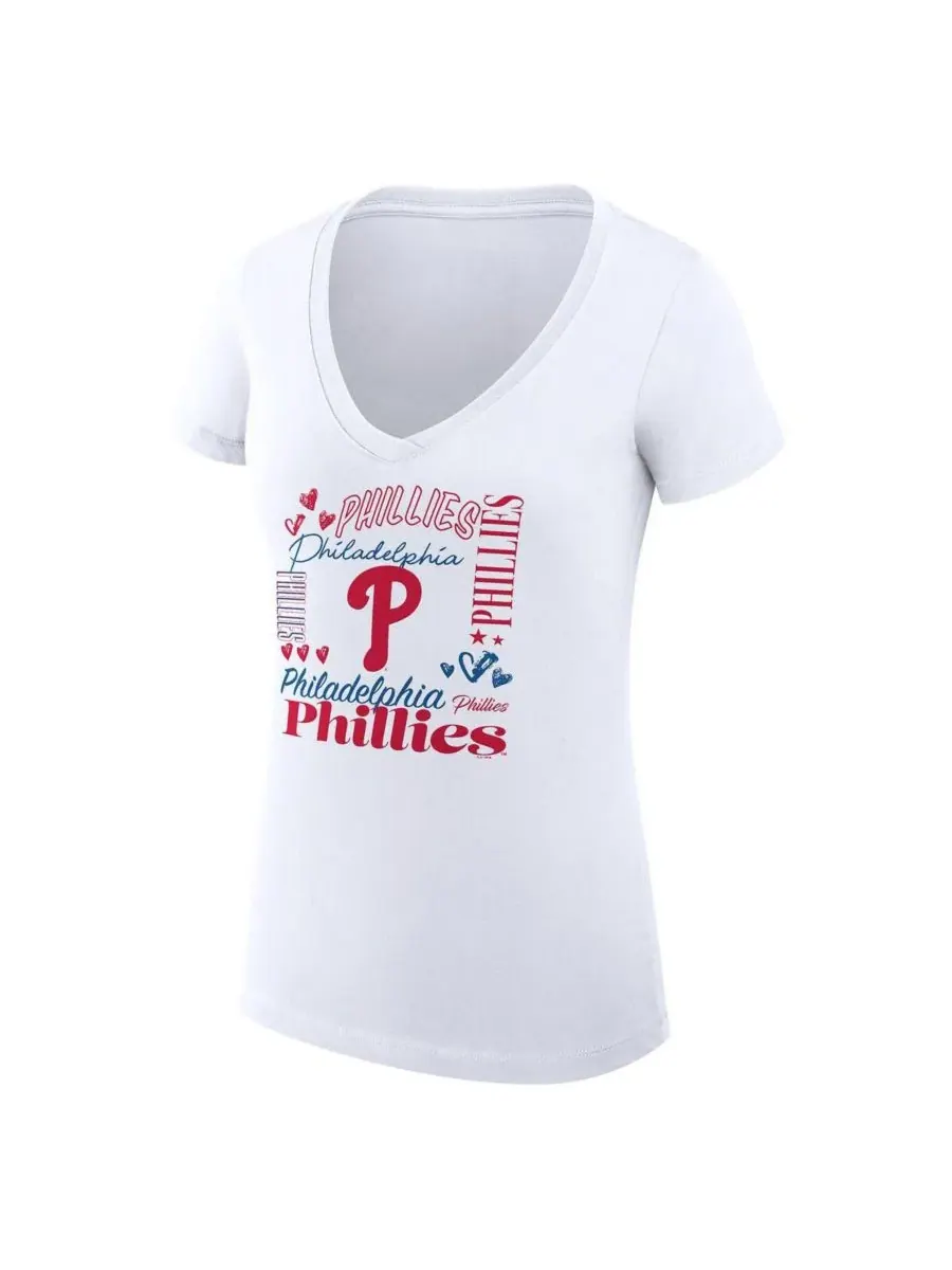 G-III 4Her by Carl Banks Женская белая футболка Philadelphia Phillies Super-Slim Fit Lightweight — изображение 2 из 3, белый