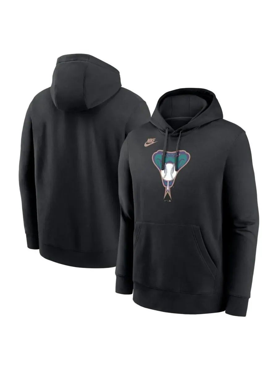 Nike Мужская черная толстовка с капюшоном Arizona Diamondbacks Cooperstown Collection Logo Club — изображение 1 из 3, черный