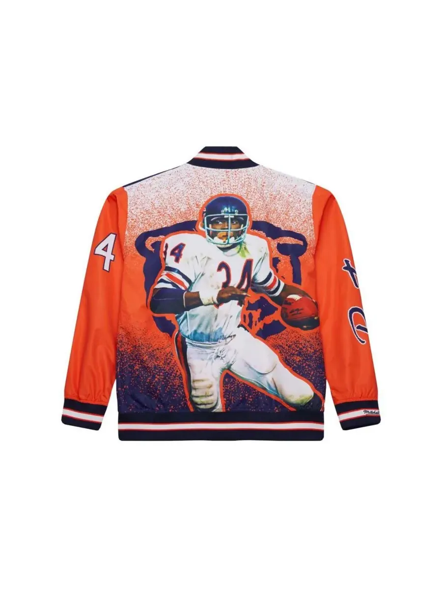 Mitchell & Ness Мужская темно-синяя атласная куртка на молнии с изображением Уолтера Пэйтона — изображение 2 из 3