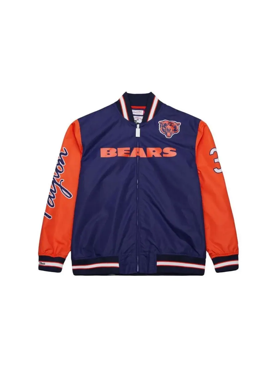 Mitchell & Ness Мужская темно-синяя атласная куртка на молнии с изображением Уолтера Пэйтона — изображение 3 из 3