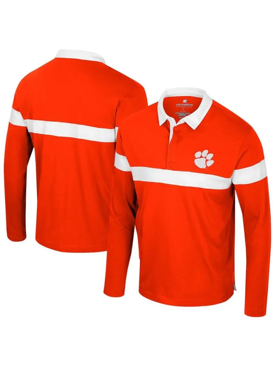 Colosseum Мужская оранжевая поло-рубашка с длинными рукавами Clemson Tigers Too Cool for School — изображение 1 из 3