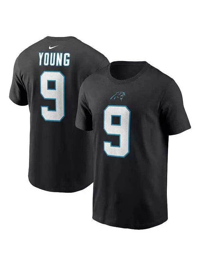 Мужская футболка Bryce Young Black Carolina Panthers с именем и номером игрока первого раунда — изображение 1 из 1