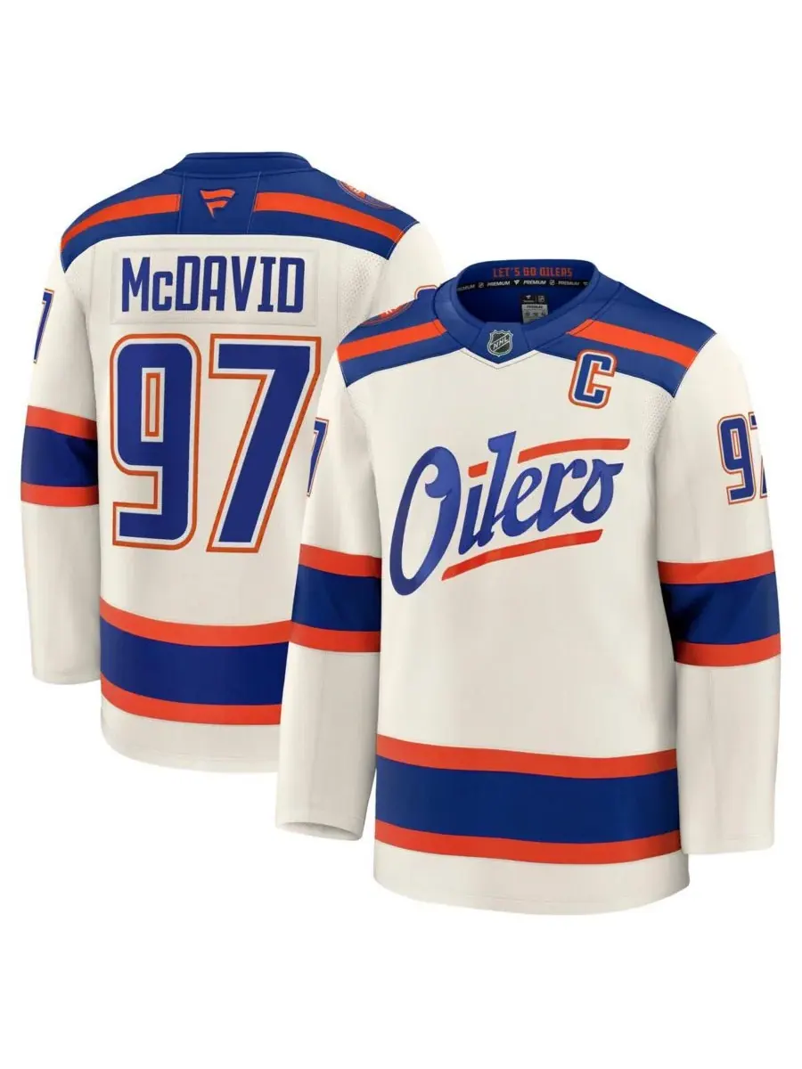Fanatics Мужская футболка Connor McDavid светло-бежевого цвета, альтернативная, премиум-класса — изображение 1 из 3