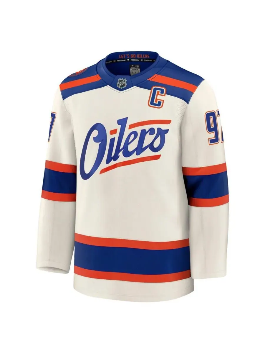 Fanatics Мужская футболка Connor McDavid светло-бежевого цвета, альтернативная, премиум-класса — изображение 2 из 3