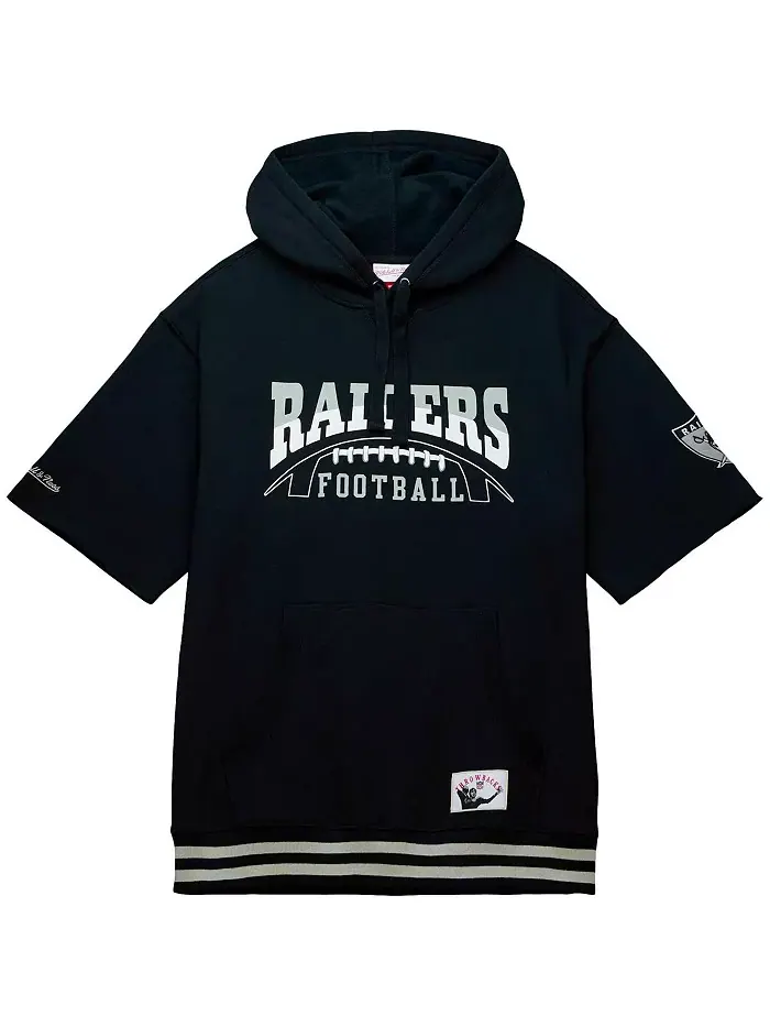 Мужская черная толстовка с капюшоном и короткими рукавами Las Vegas Raiders Pre-Game Mitchell & Ness — изображение 3 из 3