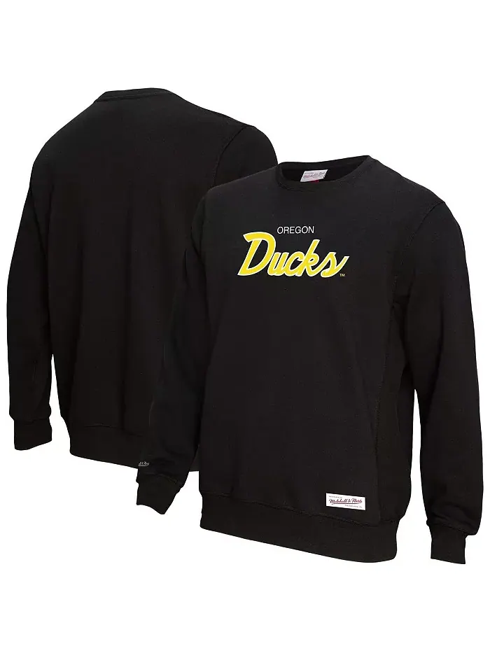 Мужская черная толстовка Oregon Ducks Elite Script с надписью Mitchell & Ness — изображение 1 из 3