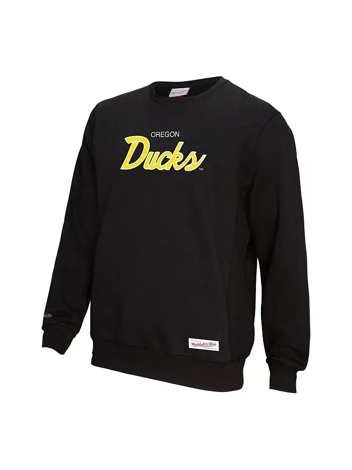 Мужская черная толстовка Oregon Ducks Elite Script с надписью Mitchell & Ness — изображение 2 из 3