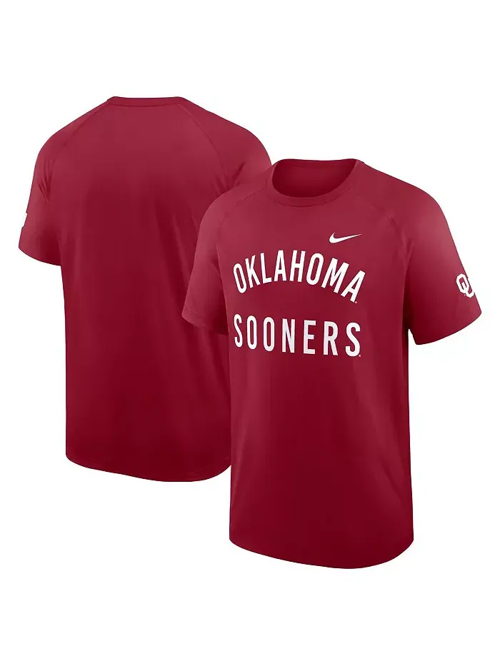 Мужская футболка премиум-класса Oklahoma Sooners Ready Raglan цвета малинового Nike — изображение 1 из 3