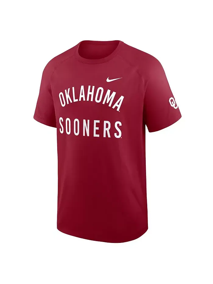 Мужская футболка премиум-класса Oklahoma Sooners Ready Raglan цвета малинового Nike — изображение 3 из 3