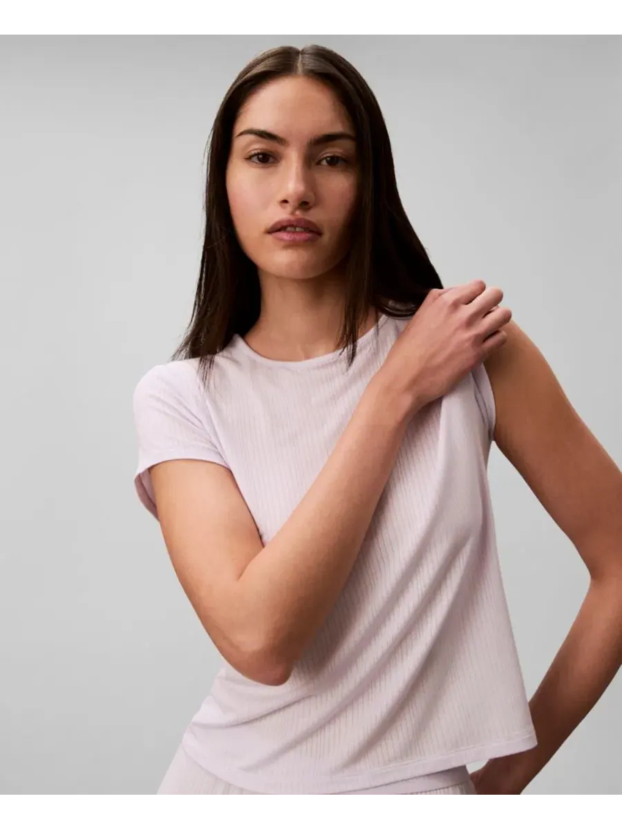 Женская детская футболка с круглым вырезом QS7618 Calvin Klein, Frosty Lilac — изображение 3 из 7