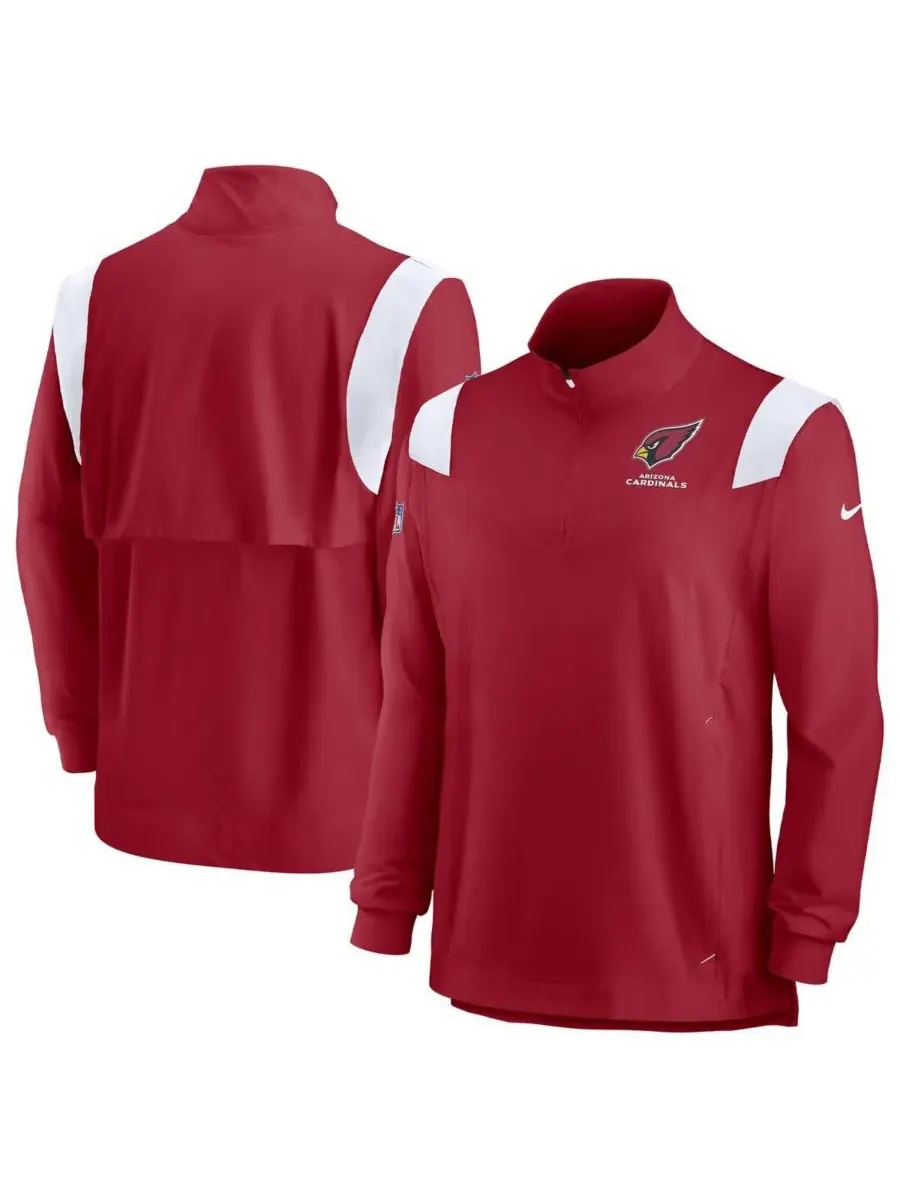 Мужская футболка с застежкой-молнией Cardinal Arizona Cardinals Sideline Coaches Chevron Lockup — изображение 1 из 1, красный