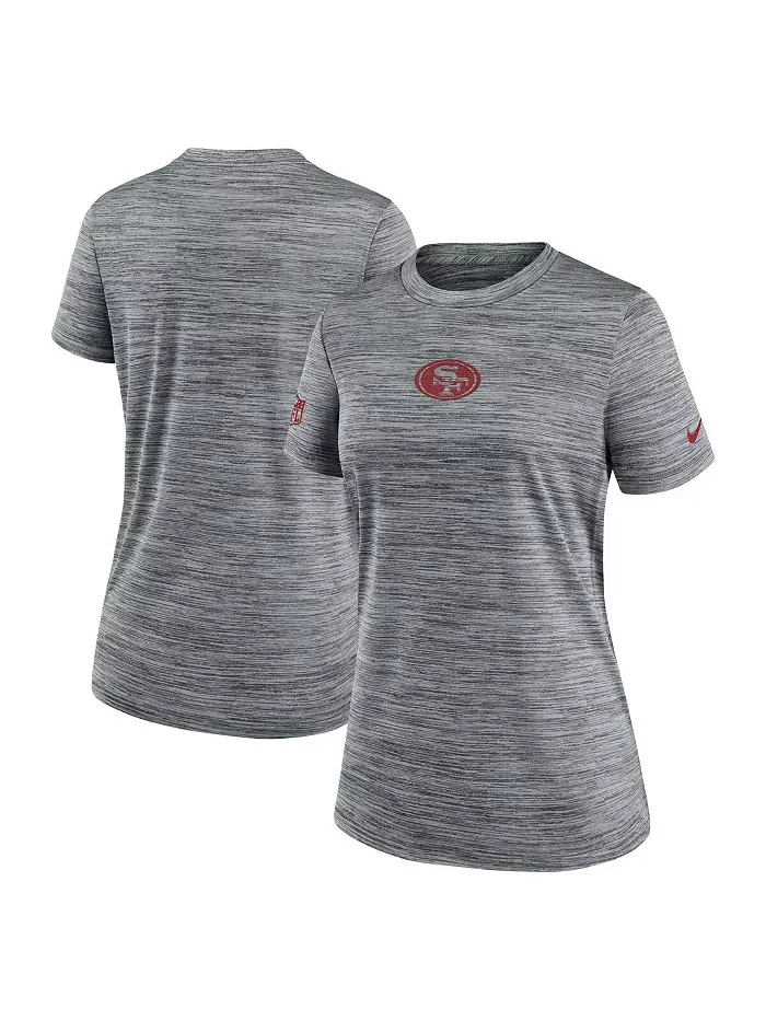 Женская серая футболка San Francisco 49ers Sideline Velocity Performance Nike — изображение 1 из 3