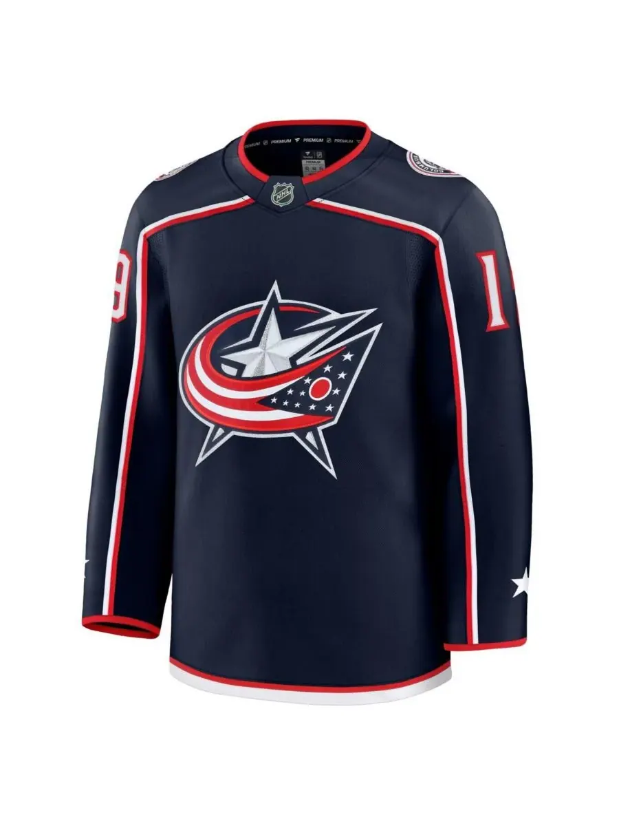 Fanatics Мужские темно-синие куртки Adam Fantilli Columbus Blue Jackets Home Premium Jersey — изображение 2 из 3, темно-синий