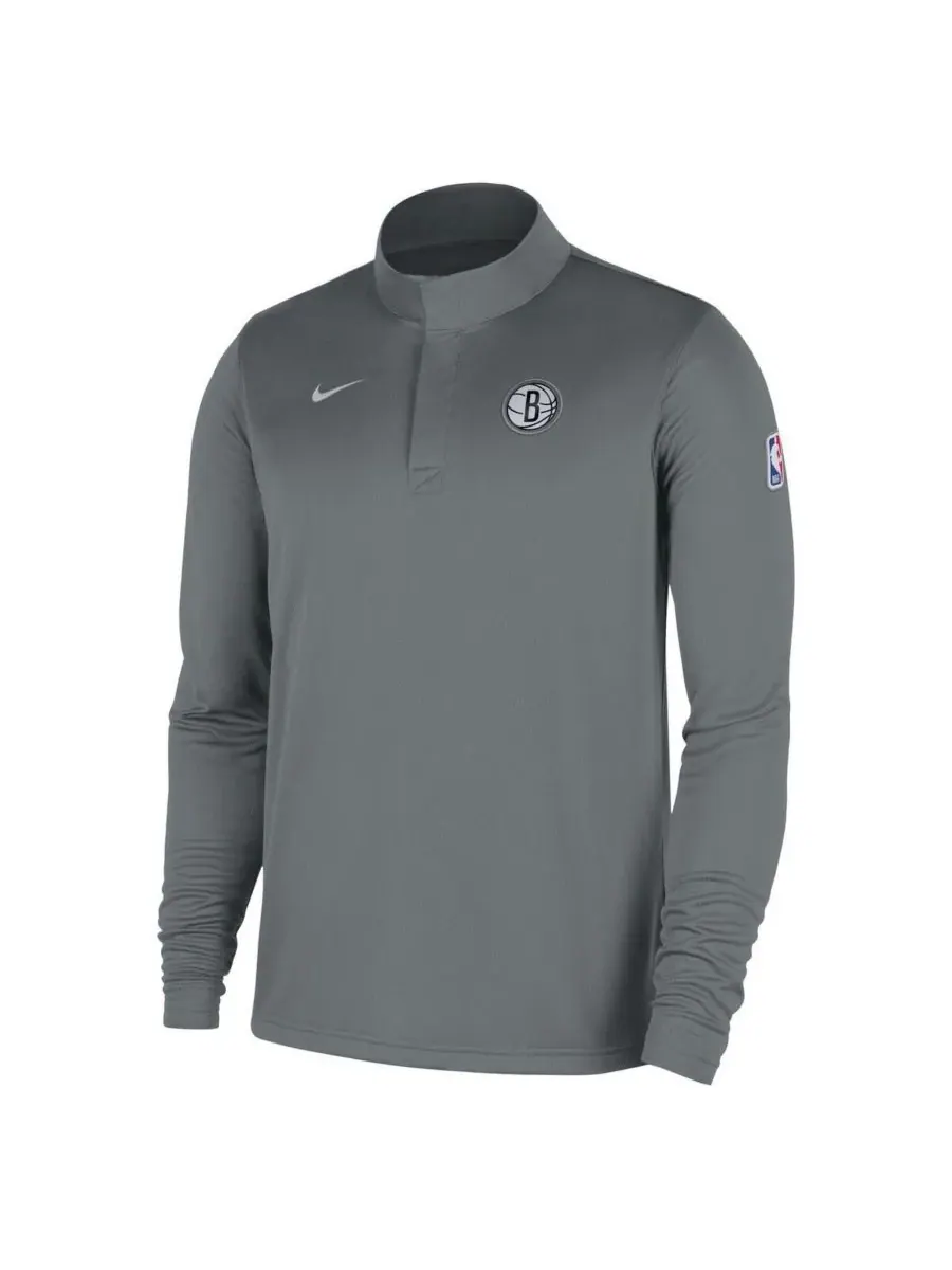 Nike Мужская серая толстовка Brooklyn Nets 2025/26 Authentic Coaches Quarter-Zip Dri-Fit — изображение 2 из 4, серый