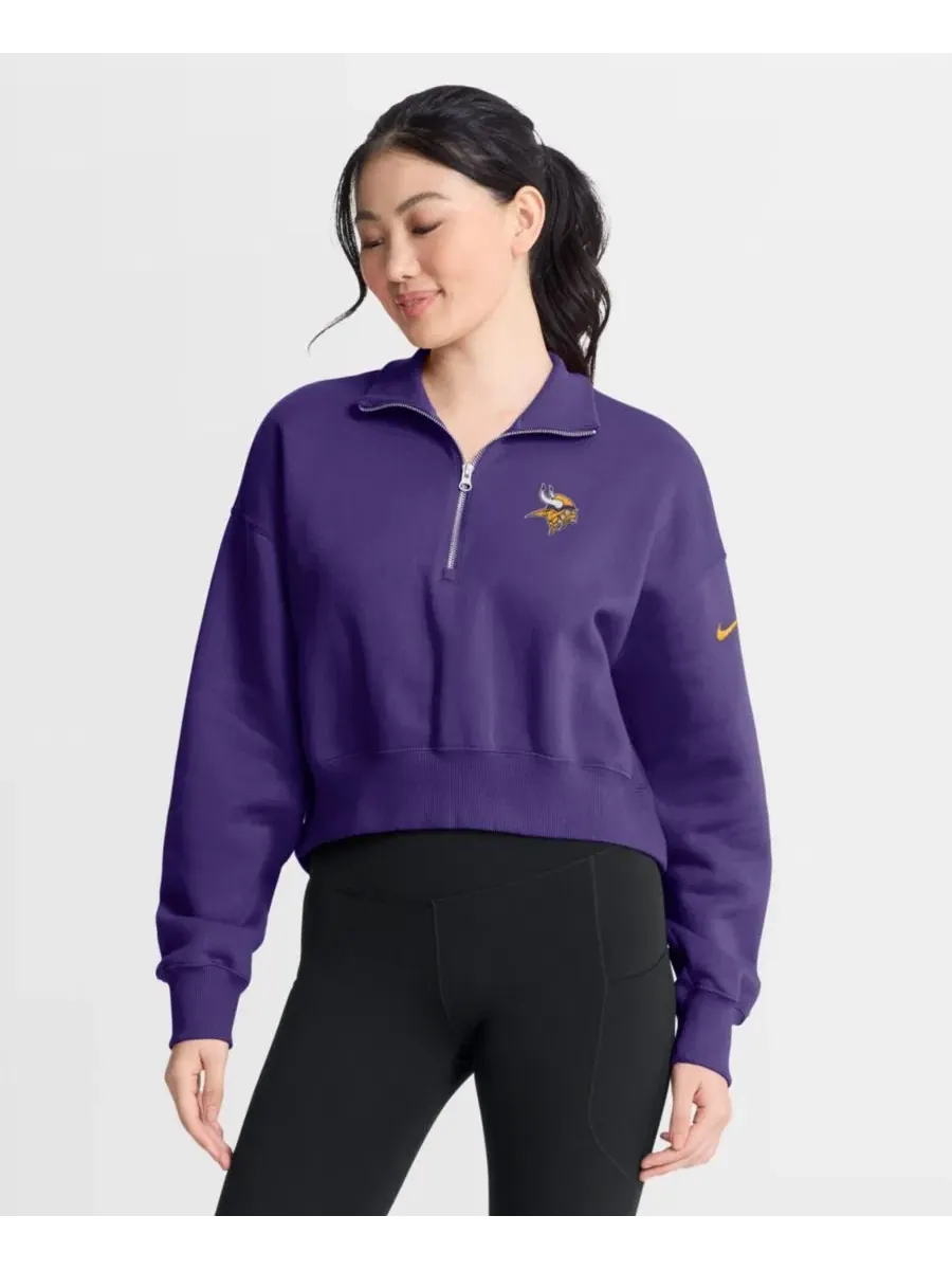 Женский свитшот с четверть-застежкой Phoenix Fleece Nike — изображение 1 из 4, фиолетовый