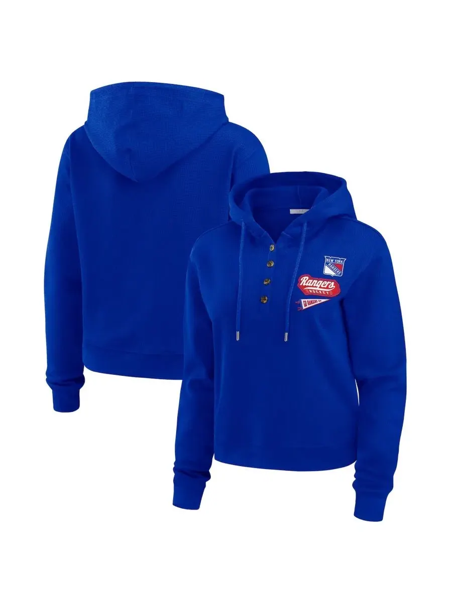 Женский худи-пуловер с вафельным переплетением New York Rangers WEAR by Erin Andrews — изображение 1 из 4, синий