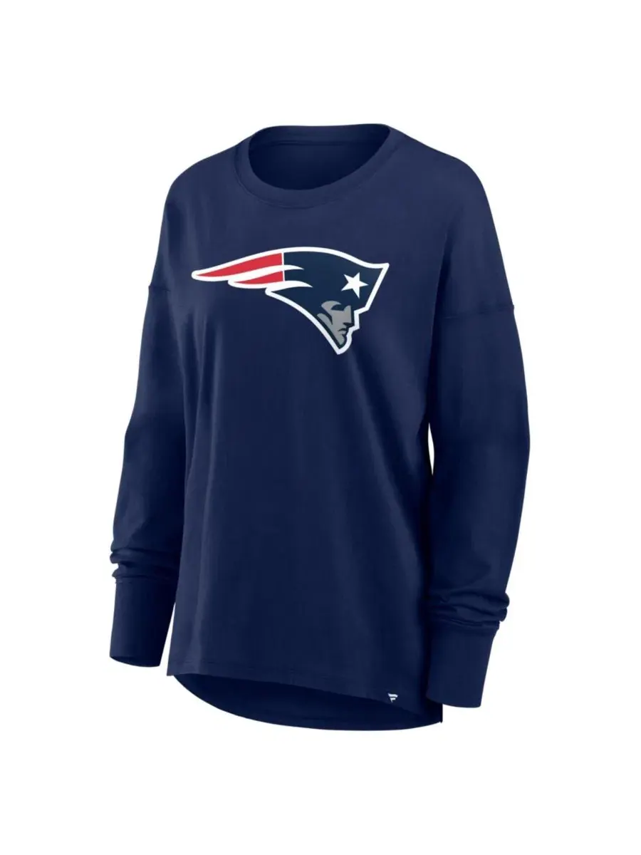 Лонгслив с принтом New England Patriots Essential Crewneck Dropped-Shoulder Fanatics — изображение 2 из 3, темно-синий
