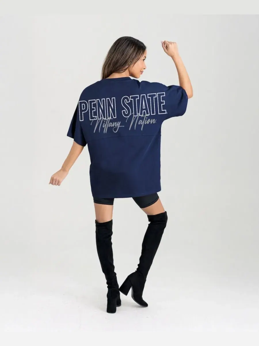 Футболка с длинным рукавом, с вышивкой, Penn State Nittany Lions Back at Ya Gameday Couture — изображение 4 из 5, темно-синий