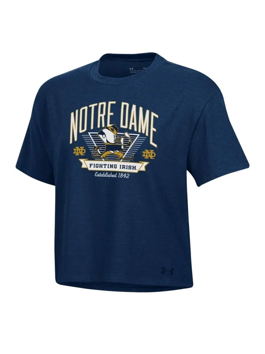 Under Armour Женская темно-синяя футболка Notre Dame Fighting Irish Essentials Icon Ultra-Soft — изображение 3 из 3