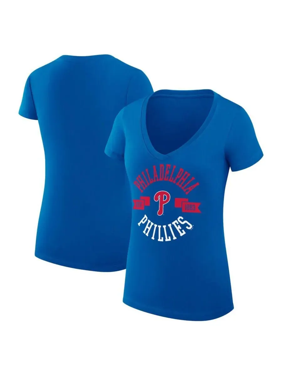 Женская футболка Royal Philadelphia Phillies Super-Slim Fit Lightweight City Graphic V-Neck T-Neck — изображение 1 из 3