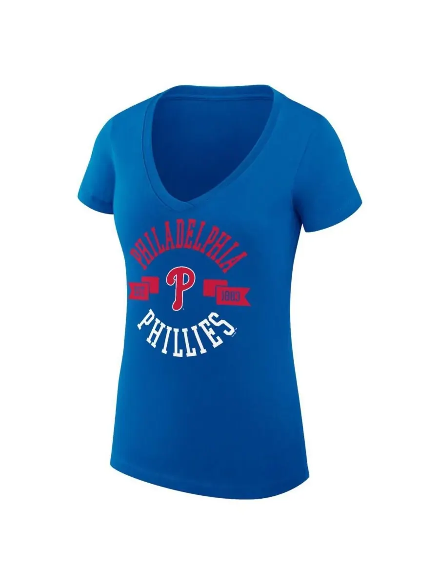 Женская футболка Royal Philadelphia Phillies Super-Slim Fit Lightweight City Graphic V-Neck T-Neck — изображение 3 из 3