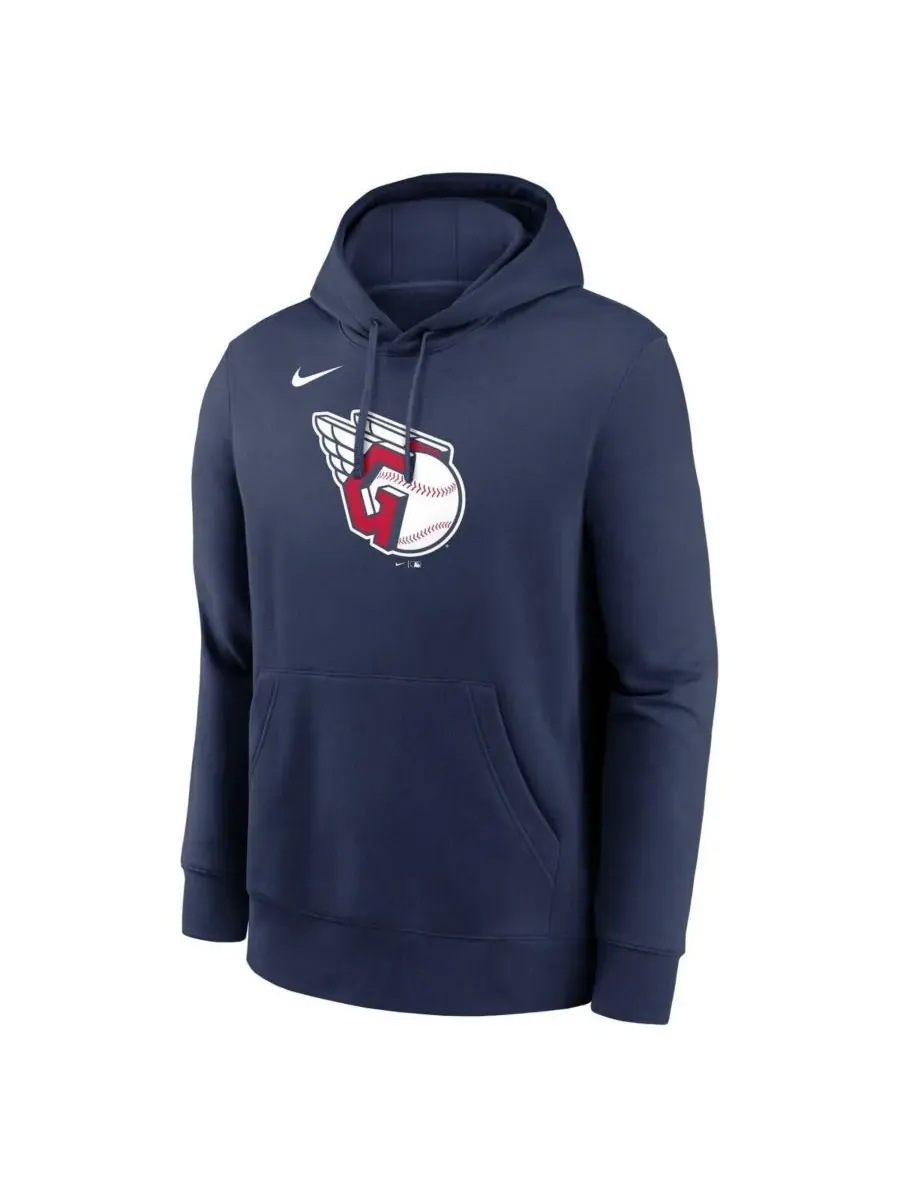 Nike Мужская флисовая толстовка с капюшоном и логотипом команды Cleveland Guardians — изображение 2 из 3, темно-синий