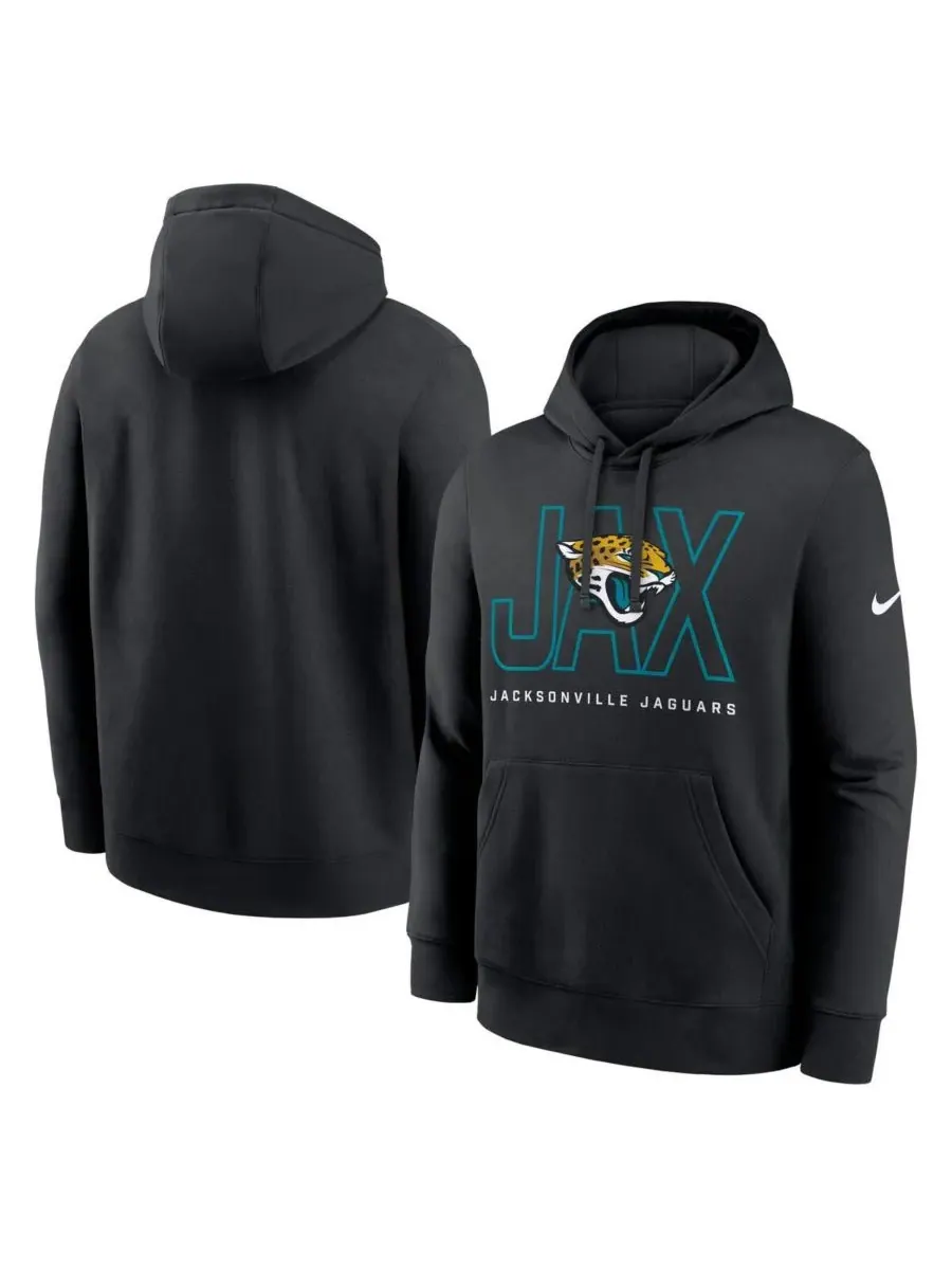 Nike Мужская черная флисовая толстовка с капюшоном Jacksonville Jaguars Busted Play Club — изображение 1 из 3, черный