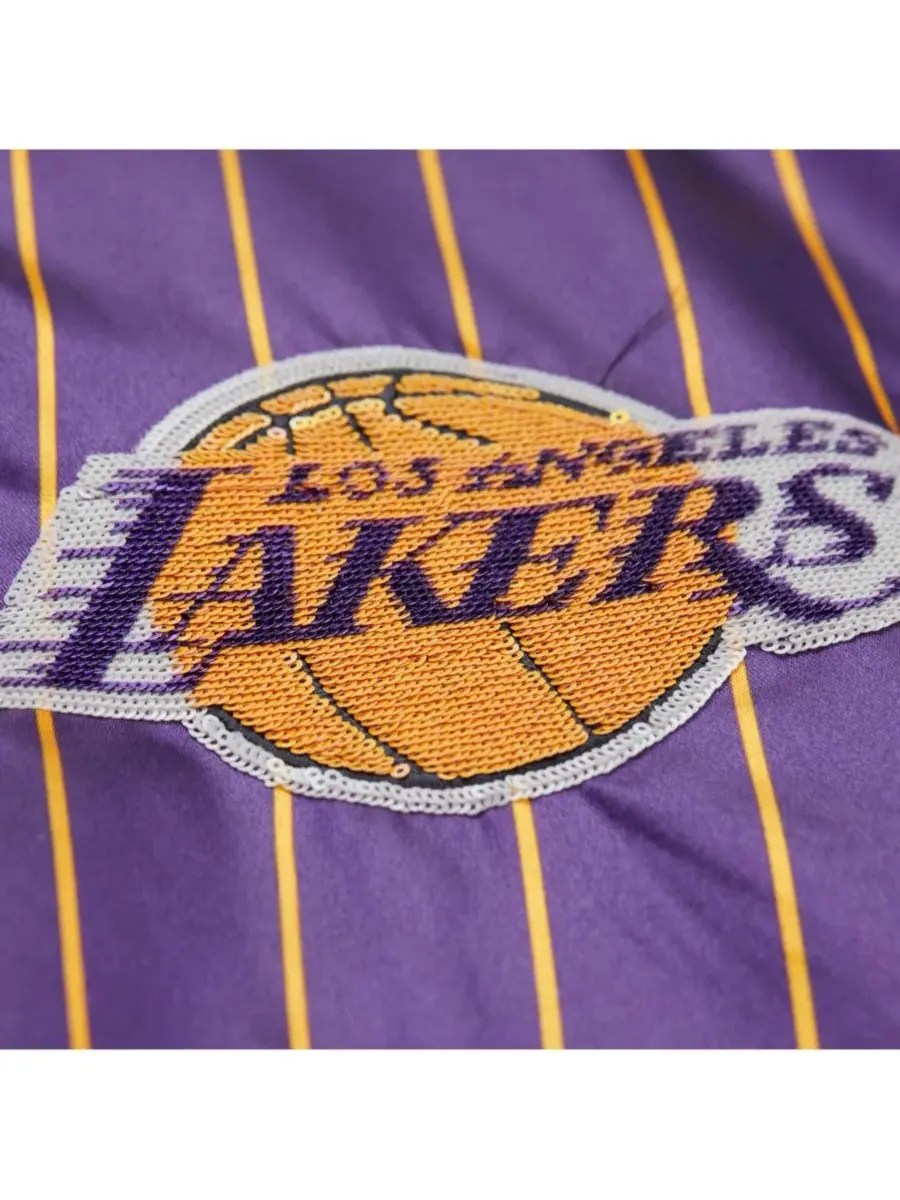 Mitchell & Ness Женская фиолетовая атласная куртка X Dannijo Los Angeles Lakers с застежкой на — изображение 3 из 5