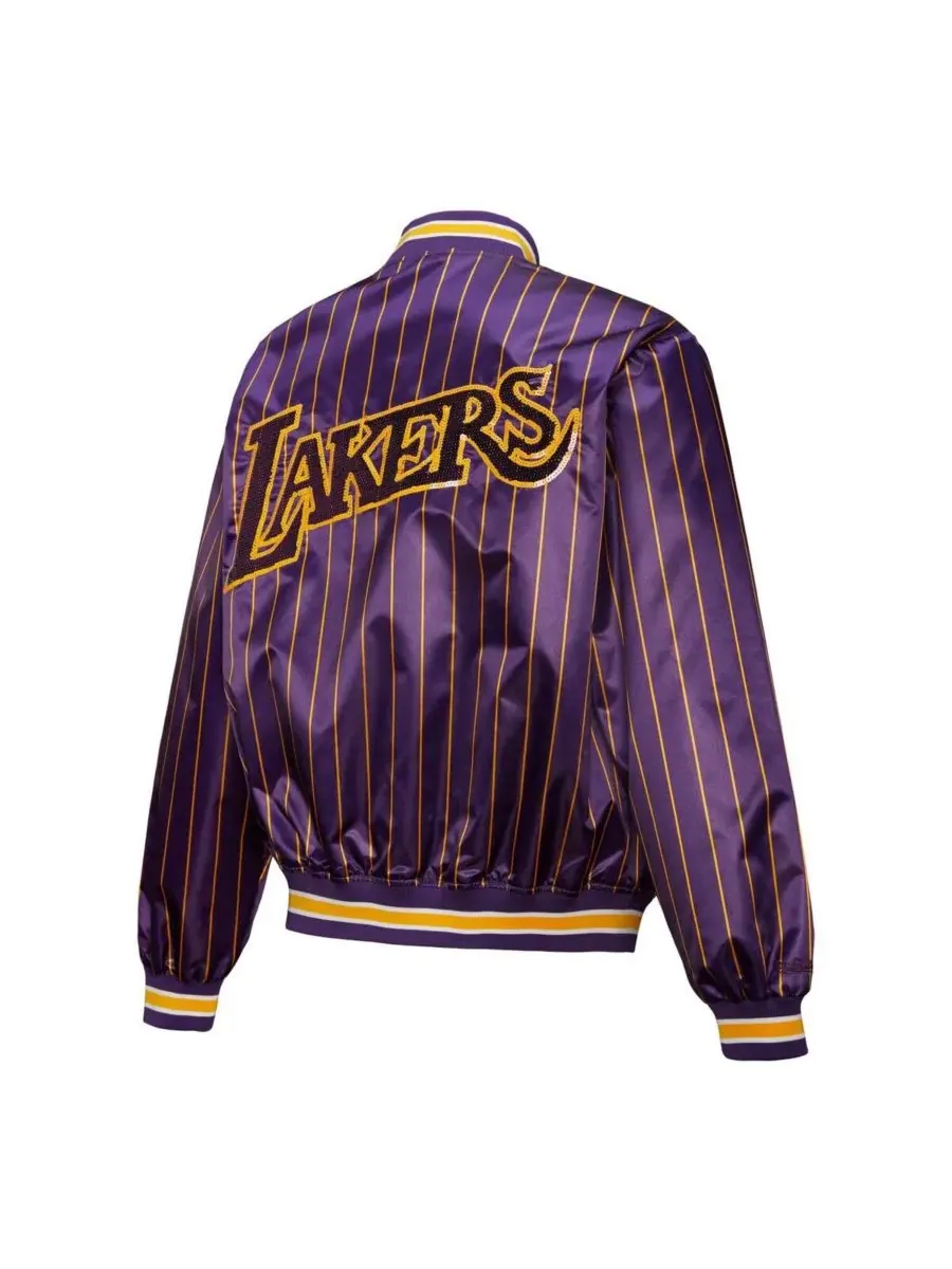 Mitchell & Ness Женская фиолетовая атласная куртка X Dannijo Los Angeles Lakers с застежкой на — изображение 4 из 5