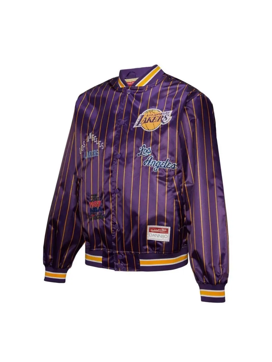 Mitchell & Ness Женская фиолетовая атласная куртка X Dannijo Los Angeles Lakers с застежкой на — изображение 5 из 5